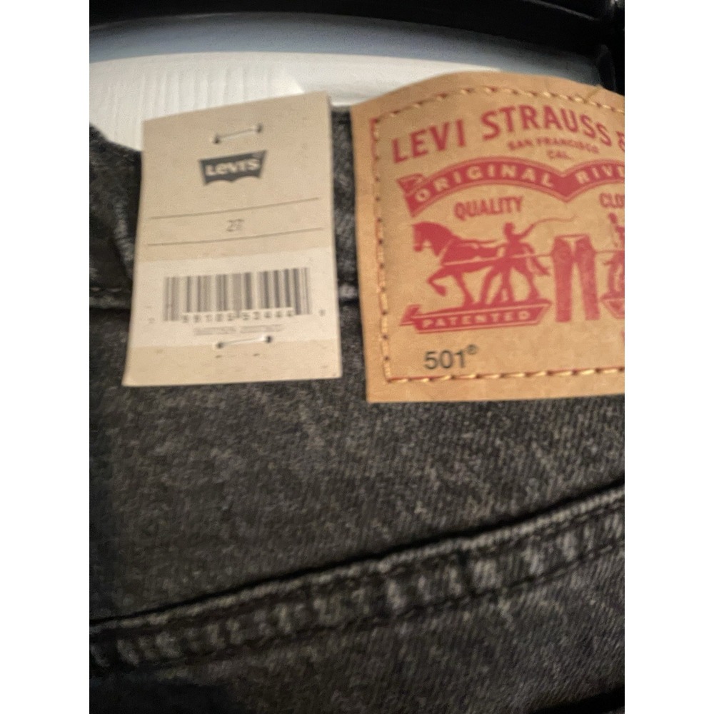 Levi's 501 Womens Cut Off Denim Shorts 27 Gray Button Fly High Rise 5-Pocket - Picture 3 of 3